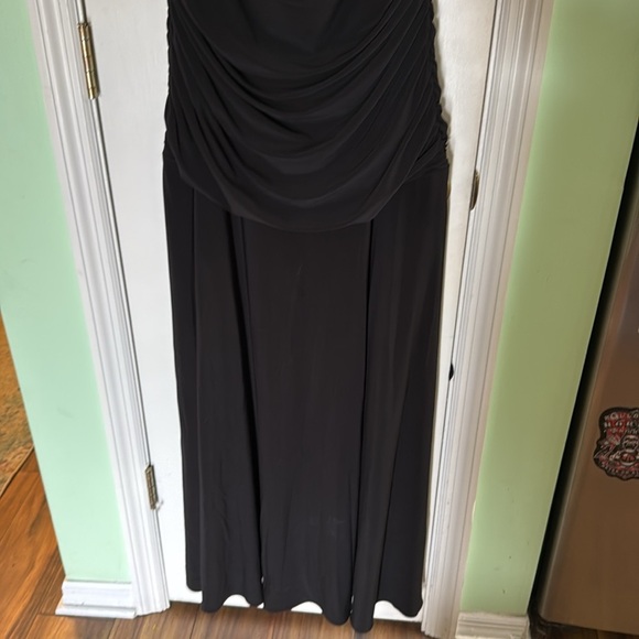 Vintage 90s Night Way Collections Black Ruched Cowl Neck Dress Plus Size 16 W - Picture 2 of 8